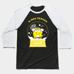 Xmas Season Snow Penguin (Yellow) Baseball T-Shirt